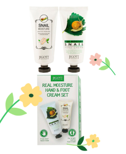 Jigott~Набор кремов для рук и ног с муцином улитки~Real Moisture Hand & Foot Cream Set 